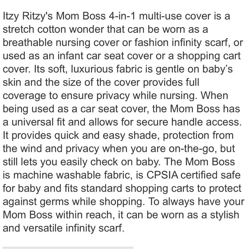 Itzy Ritzy Mom Boss 4 in 1 multi-use car seat cover nursing cover Lightening
